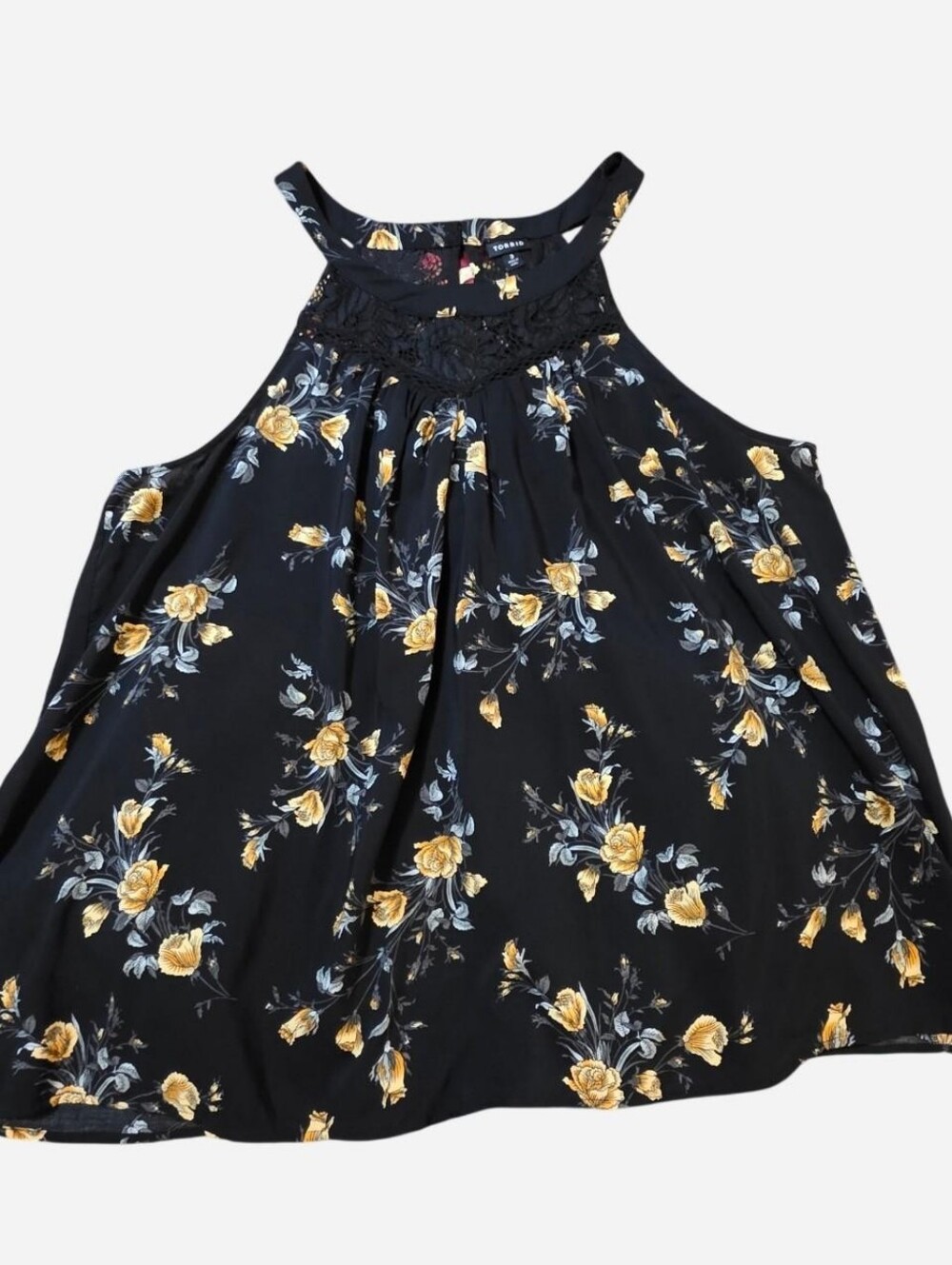 Torrid Floral Lace Yoke Halter Top Sz 3 / 3X